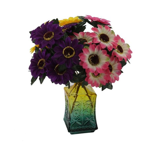 

decorative flowers & wreaths autumn decoration 6 heads yellow sunflower silk artificial bouquet for home office party garden decor