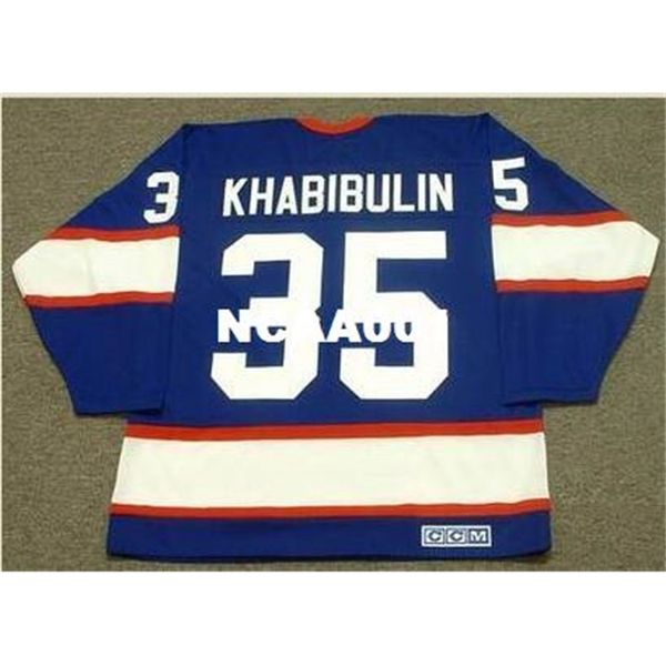 

001s #35 nikolai khabibulin winnipeg jets 1995 ccm vintage home hockey jersey or custom any name or number retro jersey, Black