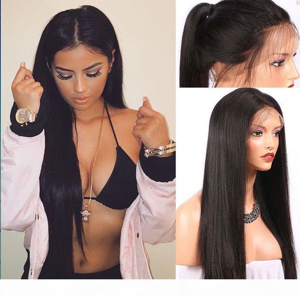 

cross-border explosion models wigs european and american front lace women long straight hair black head set