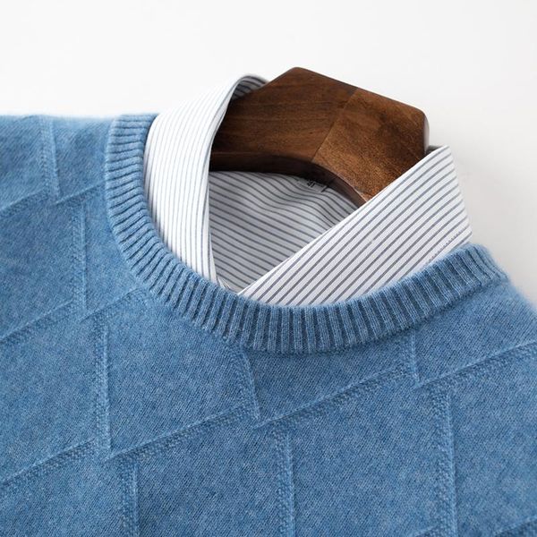 

high-grade 2021new spring autumn 100% cashmere o-neck sweaters winter fashion clothing men's sweaters solid color fit pullover k, White;black