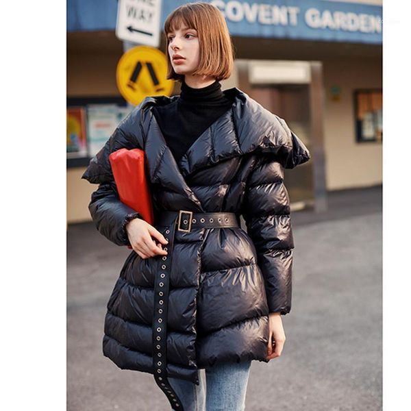 

black puffer duck down jackets women 2021 arrival winter warm thick runway brand fashion long parka lady coat outerwear women's & parka
