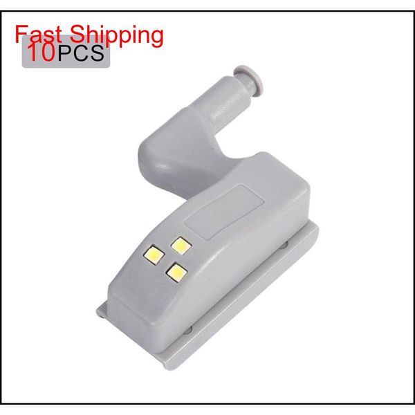 

10pcs cabinet cupboard wardrobe matic led hinge light white smart sensor lamp hom qylkvc homes2007, Silver
