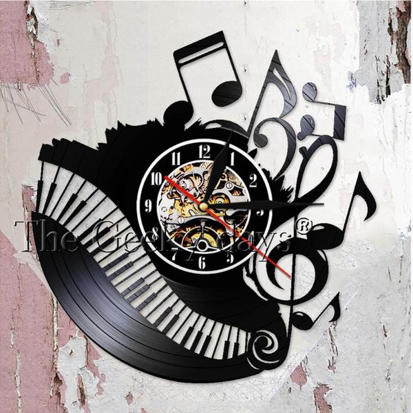 

wall clocks piano room music notes record clock musician pianist teacher custom sign art i love watch