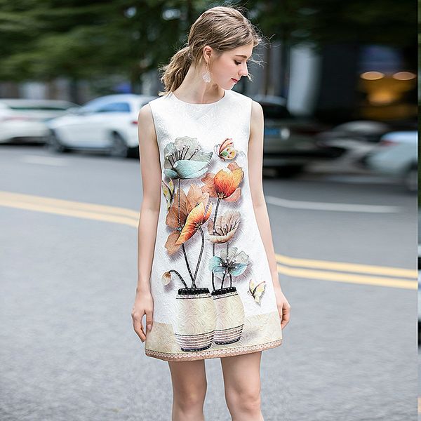 

mini dress summer 2021 new women's elegant party vintage chic beading sequined printed vest dresses 1qj1, Black;gray