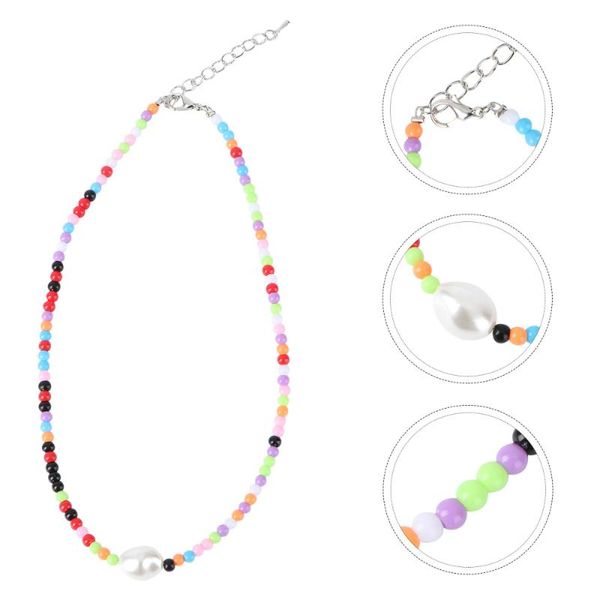 

pendant necklaces 1pc retro beaded necklace short bohemian style for wearing, Silver