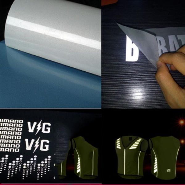 

hohofilm roll 10m/15m/25m silver reflective htv pu heat transfer safety sign iron on heat press t-shirt
