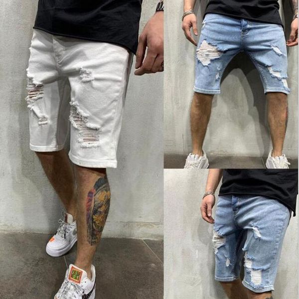 

sale ripped shorts in europe and america men's jeans fjn060 white skinny pants trend men jean nice gift give you, Blue