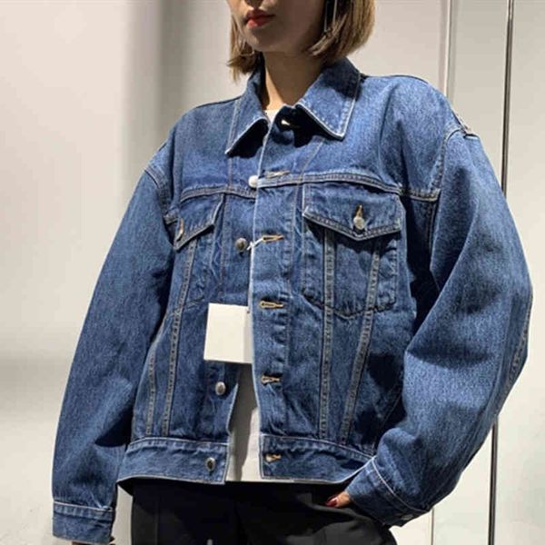 

women's jackets autumn denim jacket short front and long back sleeve single breasted turn-down collar female coat 16q9, Black;brown