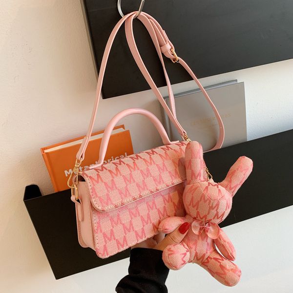 

handbag fashion portable letter bag female 2021 summer rabbit doll net red texture single shoulder messenger