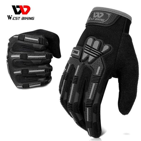 

cycling gloves west biking full finger bike shockproof sport military tactical motorcycle mtb bicycle touch screen, Black
