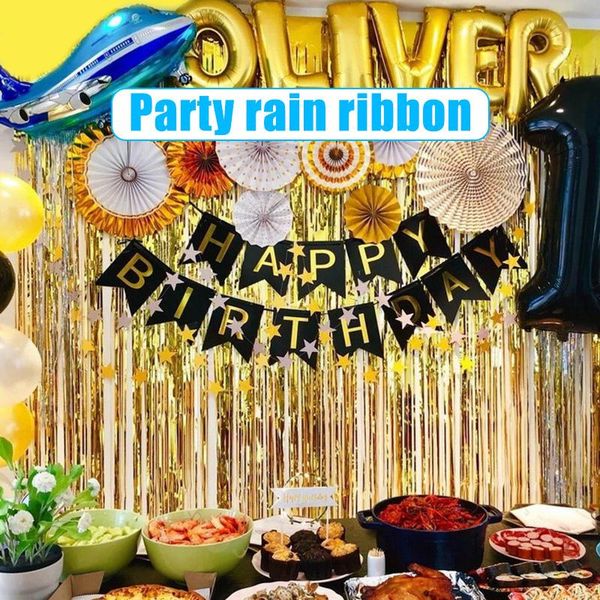 

party decoration golden foil curtain rain birthday wedding ceremony stage supplies po props inte99
