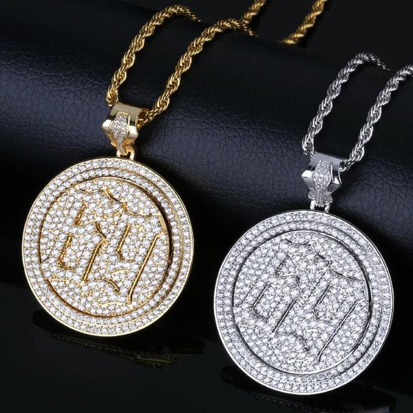 

jewelry zircon pendant necklace rapper 69 number circles rotatable necklace simple for fashion, Silver