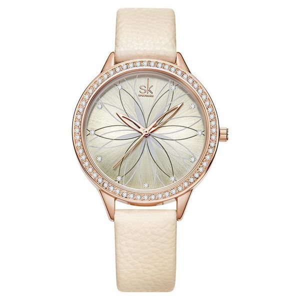 

wristwatches student sports watch concept creative petal belt style quartz ladies sun pattern surface fashion, Slivery;brown