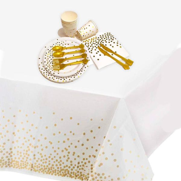 

disposable dinnerware rose gold polka dot stamping tableware set party table decor paper cups plates straws wedding birthday supplies
