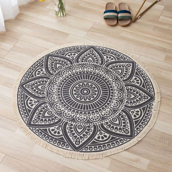 

carpets morocco round carpet for living room large vintage bedroom area rug cotton-linen hand woven floor mat muslim pray 90cm/120cm