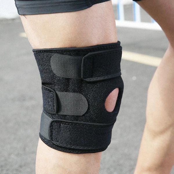 

elbow & knee pads adjustable sports pad professional safety strap protector football basketball leg support brace hinges, Black;gray