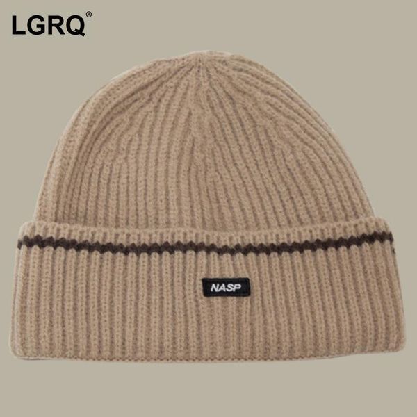 

beanies [lgrq] letter paste cloth keep warm women's woolen cold hat round dome temperament fashion tide all-match autumn winter 2021