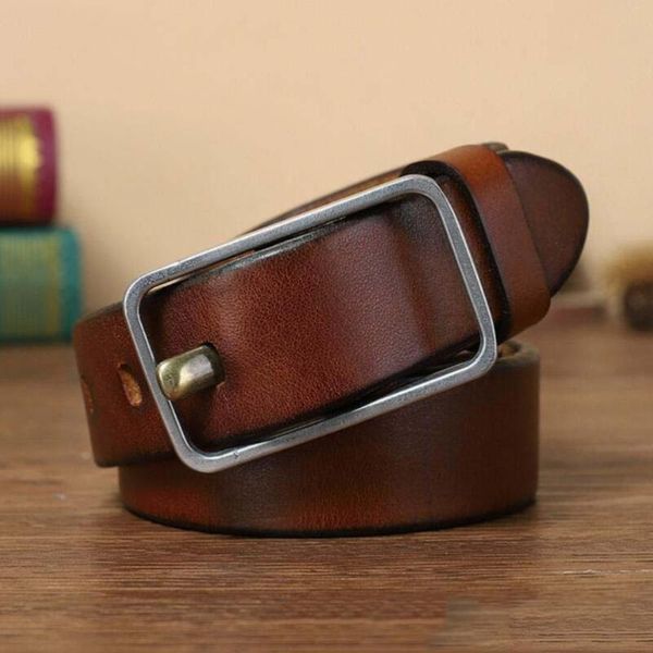 

belts personalized fashion stainless steel buckle belt male smooth layer cowhide casual youth denim, Black;brown