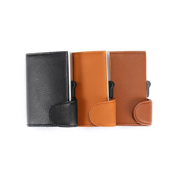 

bycobecy anti rfid credit card holder case men slide leather id card holder bank aluminium metal wallet creditcard bag p jllqsx