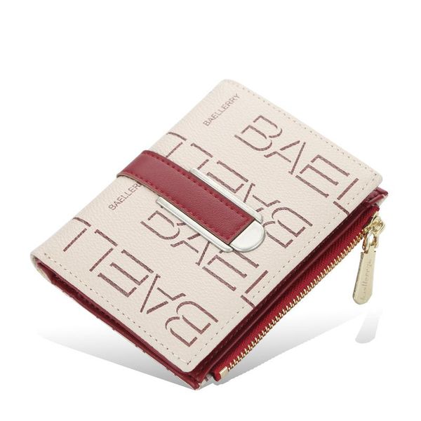 

wallets purse lady short euro-american fashion clasp wallet zip change, Red;black