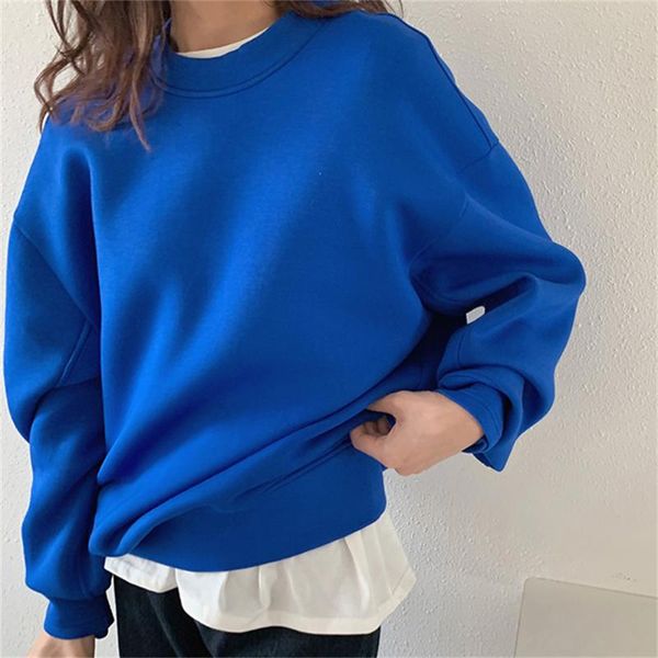 

women's hoodies & sweatshirts harajuku solid cotton casual femme o-neck fashion loose chic lady women all match stylish oversize, Black