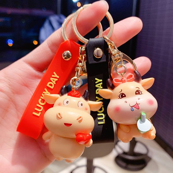 

keyring keychain new resin cute calf key ring car pendant cartoon bag decoration doll machine gift, Silver