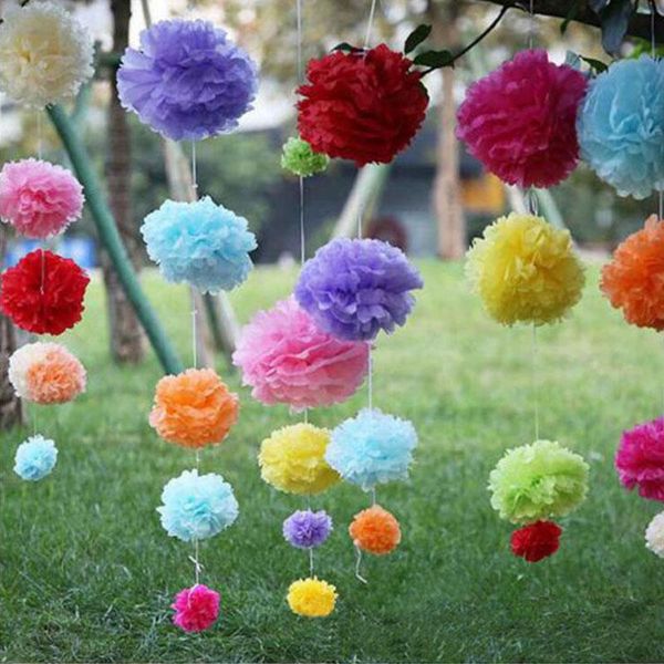 

decorative flowers & wreaths 10pcs handmade tissue paper pom poms flower ball pompom of wedding birthday&wedding car decoration home garden