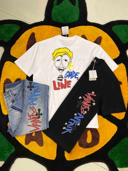 

summer new fashion brand crosin cross hand painted graffiti printing patching short sleeve t-shirt for men and women in0o, White;black