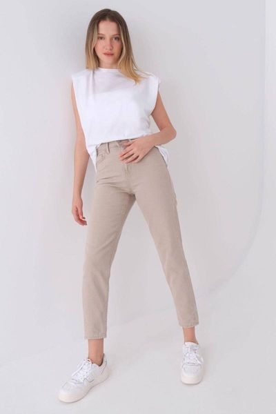 

women's jeans beige mom women 2021 fashion, Blue