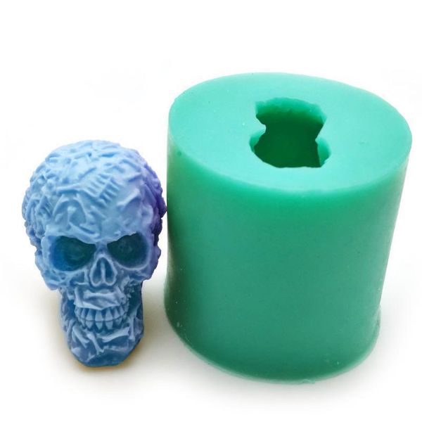 DIY SKULL CANDLE SILE FOLM для торта пудинг желе, десерт шоколадные плесени 3D Хэллоуинский мыло