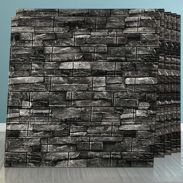 

window stickers home decor self adhesive 3d brick waterproof wallpaper kitchen stone rock children's room decorative cartoon wall
