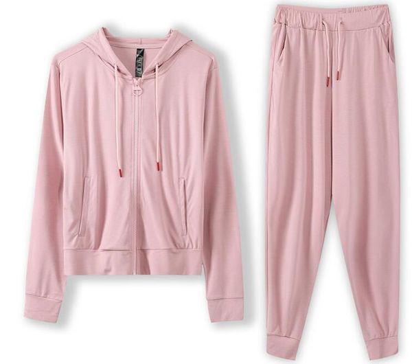 

new autumn winter 2pcs sport sets women's tracksuit long sleeve hoodie sweatpants warm outfits running suit sportswear, White;black