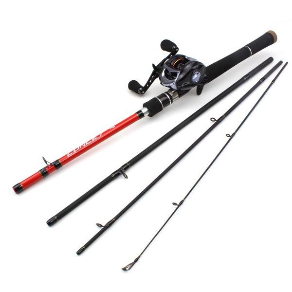

boat fishing rods tackle set carbon fiber casting rod and reels 4 section travel lure accessories