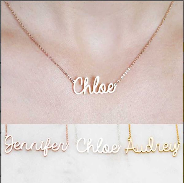 

pendant necklaces lateefah personality letter necklace made font stainless steel gold custom name choker for women girls gifts, Silver