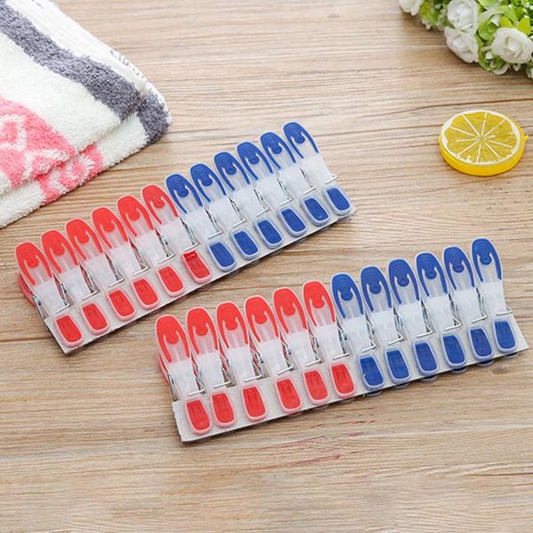 

24 pcs red blue household essentials clothespins non-slip windproof laundry clips p paper clips for underwear socks drying