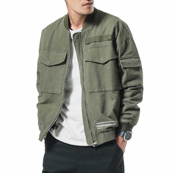 

men's jackets autumn men casual jacket coat washed solid cotton clothing army green bomber male cargo coats streetwear 7g33 xvqk v3bn, Black;brown