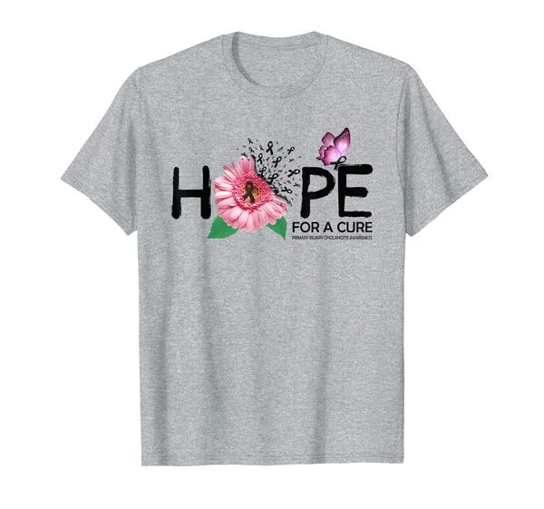 

hope for cure primary biliary cholangitis awareness t-shirt, White;black
