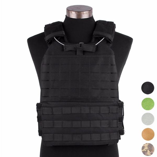 

tactical molle vest outdoor cs game vest combat assault plate paintball waistcoat hunting accessories, Camo;black