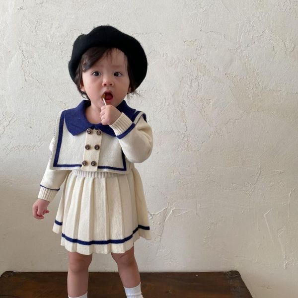 

girl's dresses girls navy style sweater dress baby girl fall knitted children's clothing outfit winter 2021 christmas party, Red;yellow