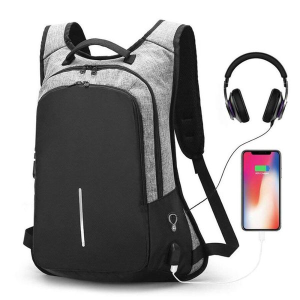 

backpack anti-theft men women travel external usb charge port lapschool bag