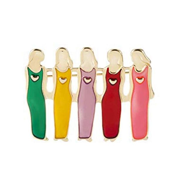 

other enamel five sisters 5 friends brooch pins bff sister, Slivery;golden