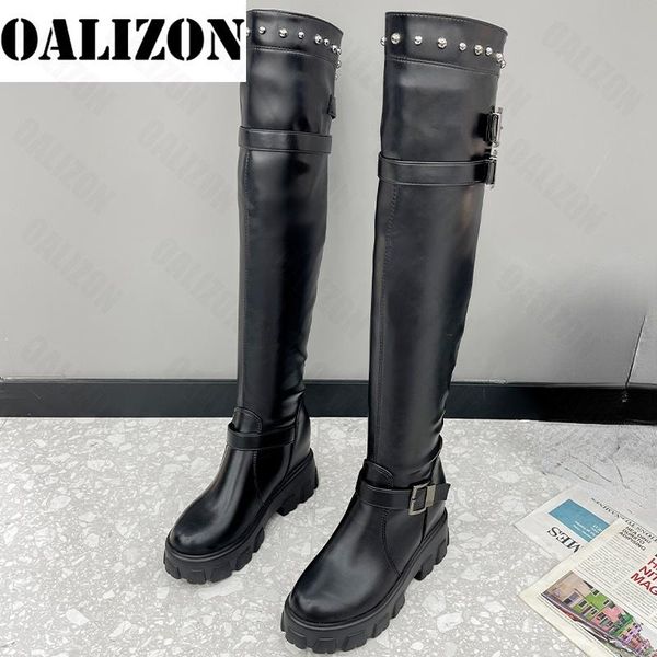 

boots 2021 winter women pumps over-the-knee shoes goth designer mujer high heels punk fashion motorcycle gladiator lady, Black