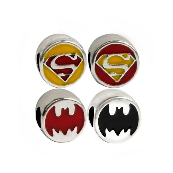 

superman batman alloy charm bead fashion women jewelry stunning design european style for diy bracelet bangle panza005-19, Black