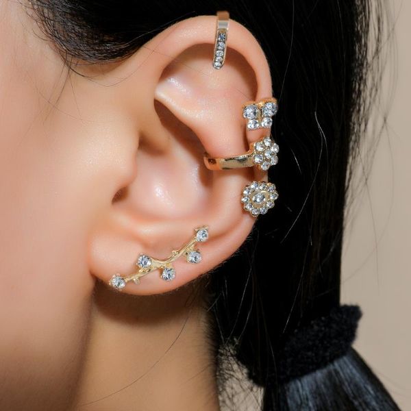 

stud korea simple zircon earrings set trend joker c-shaped online celebrity temperament ear-stud for women jewelry, Golden;silver