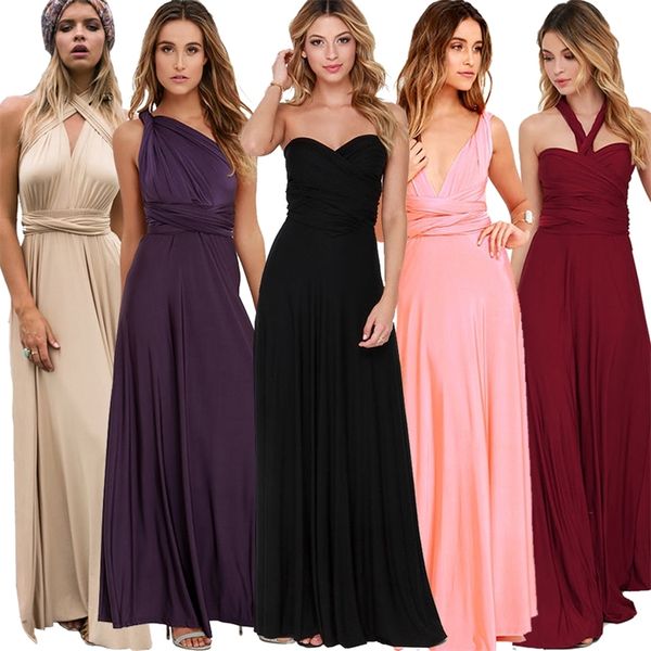 Damen Sexy Frauen Maxi Club Kleid Bandage Lange Party Multiway Swing Cabrio Infinity Red Brautjungfern Boho Kleider Plus Größe 210309