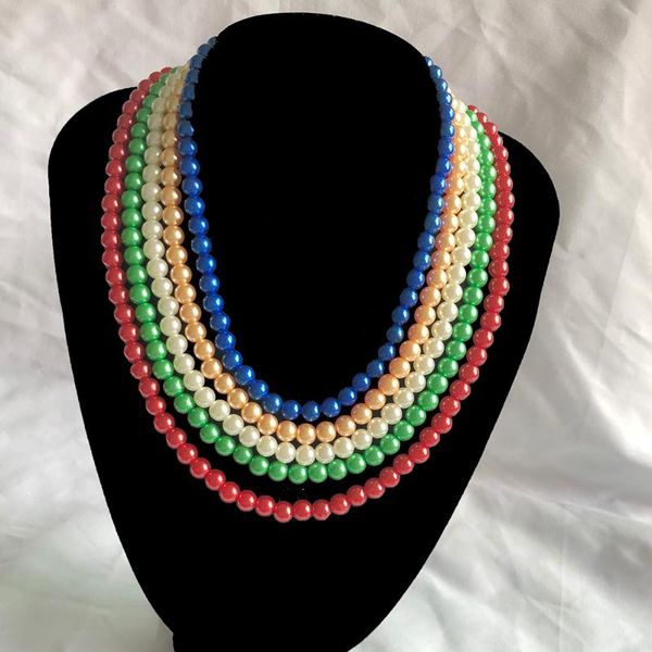 

chains handmade mix colors pearl multi layer t30 daughters of isis doi oes sister order the eastern star long jewelry, Silver