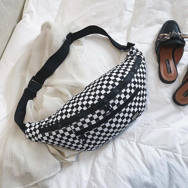 

plaid waist bags women 2021 new canvas handy belt bag fashion fanny pack female travel ladies crossbody chest bags