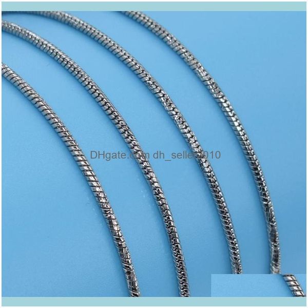 

necklaces & pendants jewelrywholesale long necklace jewelry stainless steel snake chain 2mm/m 18inch white gold color for women men chains d, Silver