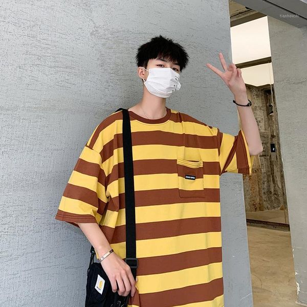 

men's t-shirts harajuku brief casual striped loose t shirt comfortable all-match -sale cool clothes japan style hip hop streetwear, White;black