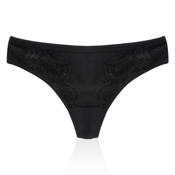 

women's panties t-back women cotton lace lingerie thong two pieces, Black;pink